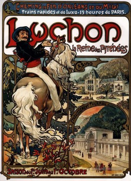 Luchon 1895 Art Nouveau tchèque Alphonse Mucha Peinture à l'huile